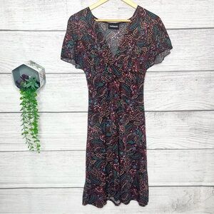 Vintage 90’s Funhouse Colorful Paisley Flutter Sleeve Dress Size Medium